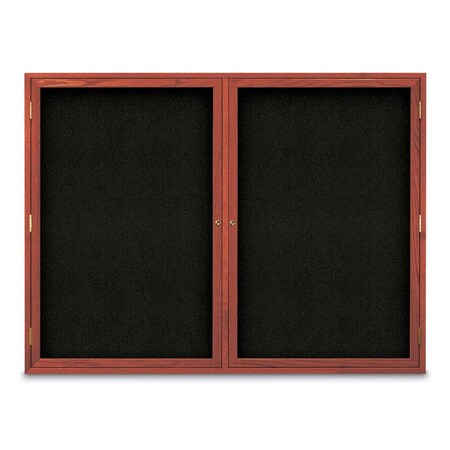 United Visual Products Sliding Door Indoor Enclosed Corkboard, 7 UV9028ACS-BLACK-APRICOT